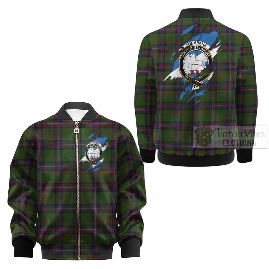 Cochrane Clan Crest In Me Tartan Kid Bomber Jacket Scotland Flag Style