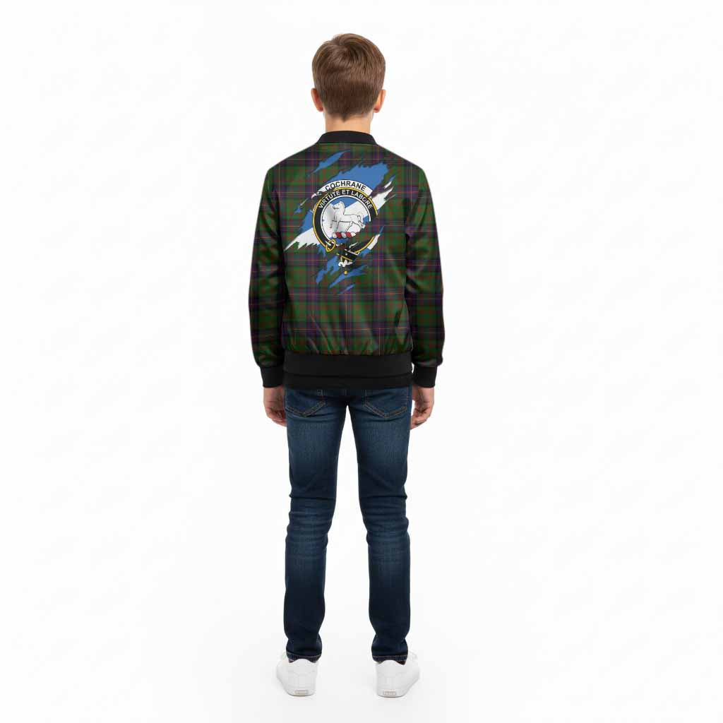 Cochrane Clan Crest In Me Tartan Kid Bomber Jacket Scotland Flag Style