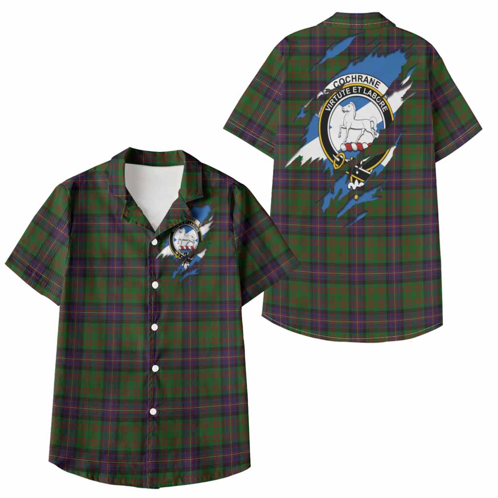 Cochrane Clan Crest In Me Tartan Kid Hawaiian Shirt Scotland Flag Style