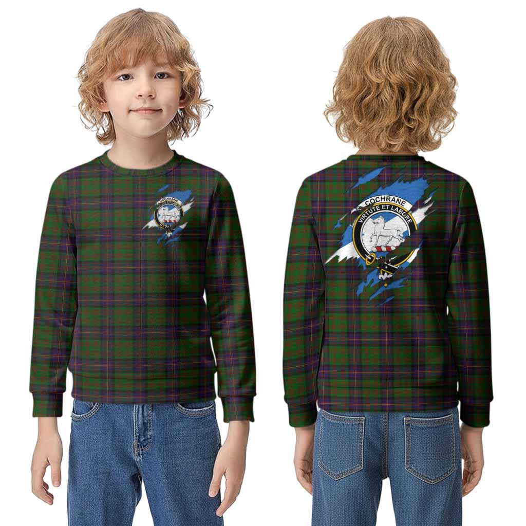 Cochrane Clan Crest In Me Tartan Kid Knitted Sweatshirt Scotland Flag Style