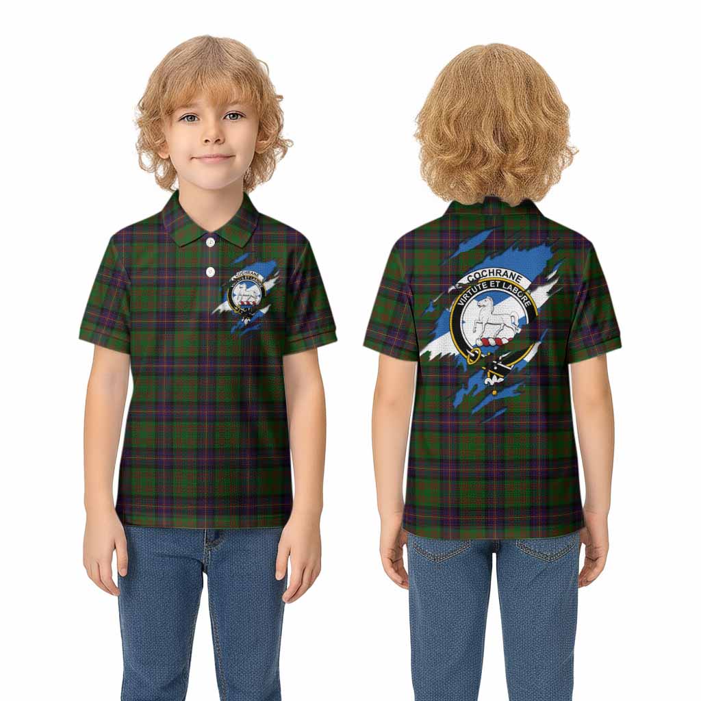 Cochrane Clan Crest In Me Tartan Kid Polo Shirt Scotland Flag Style