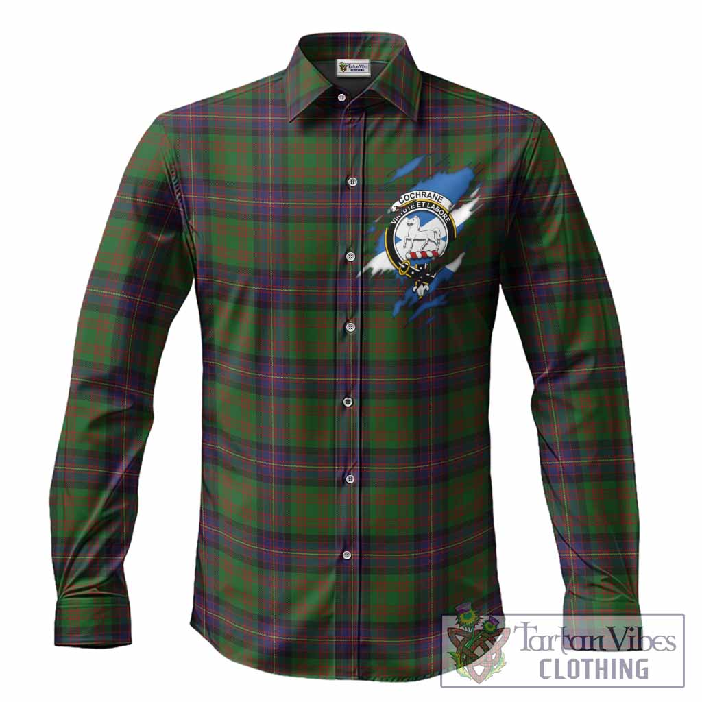 Cochrane Clan Crest In Me Tartan Long Sleeve Button Shirts Scotland Flag Style