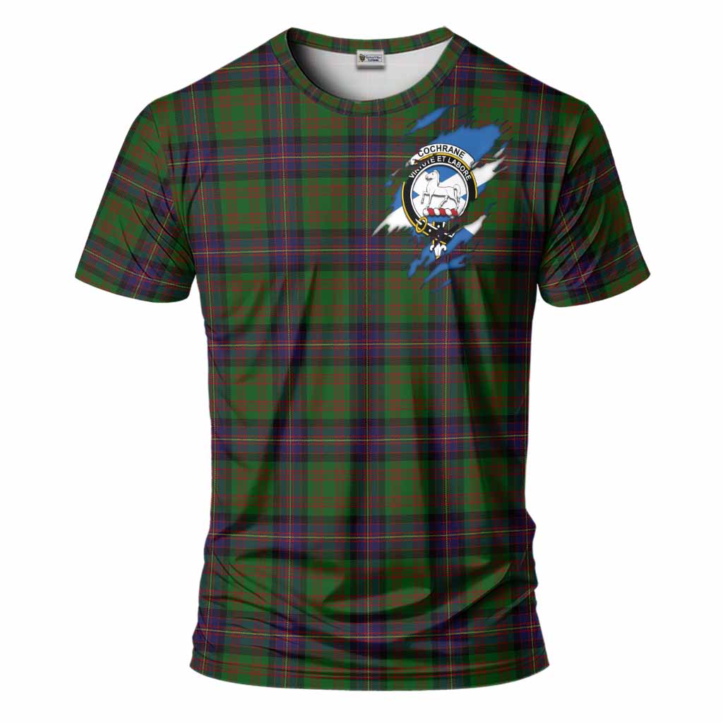 Cochrane Clan Crest In Me Tartan T-Shirt Scotland Flag Style