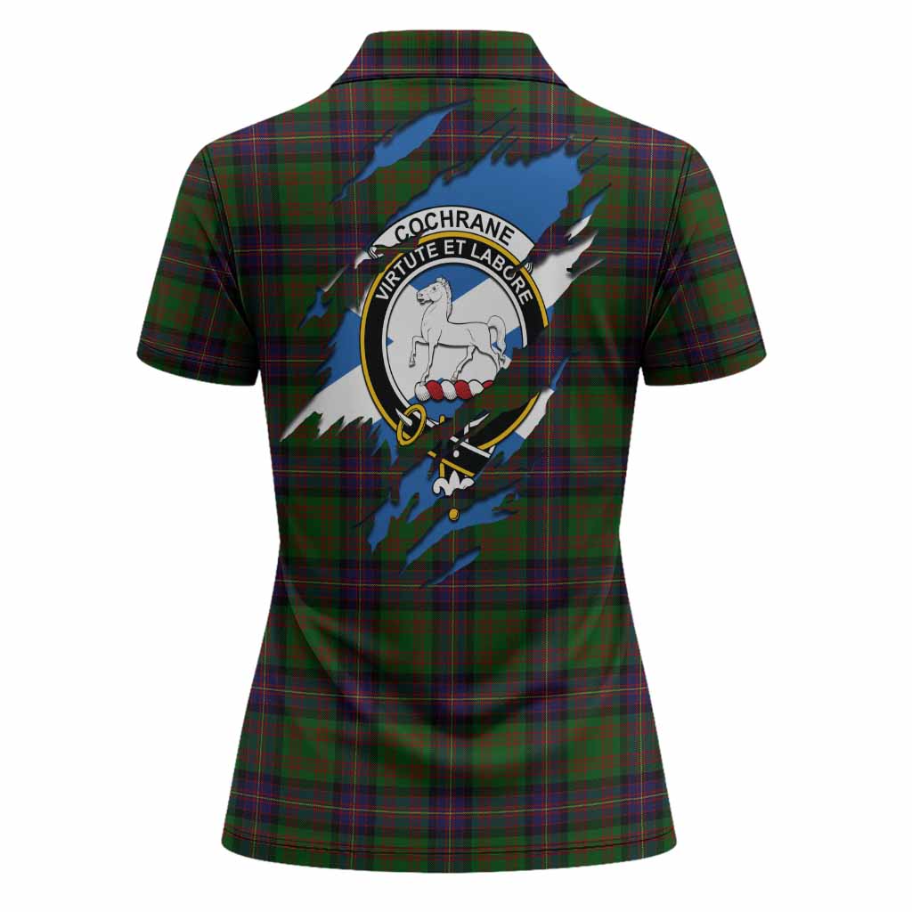 Cochrane Clan Crest In Me Tartan Women Polo Shirt Scotland Flag Style