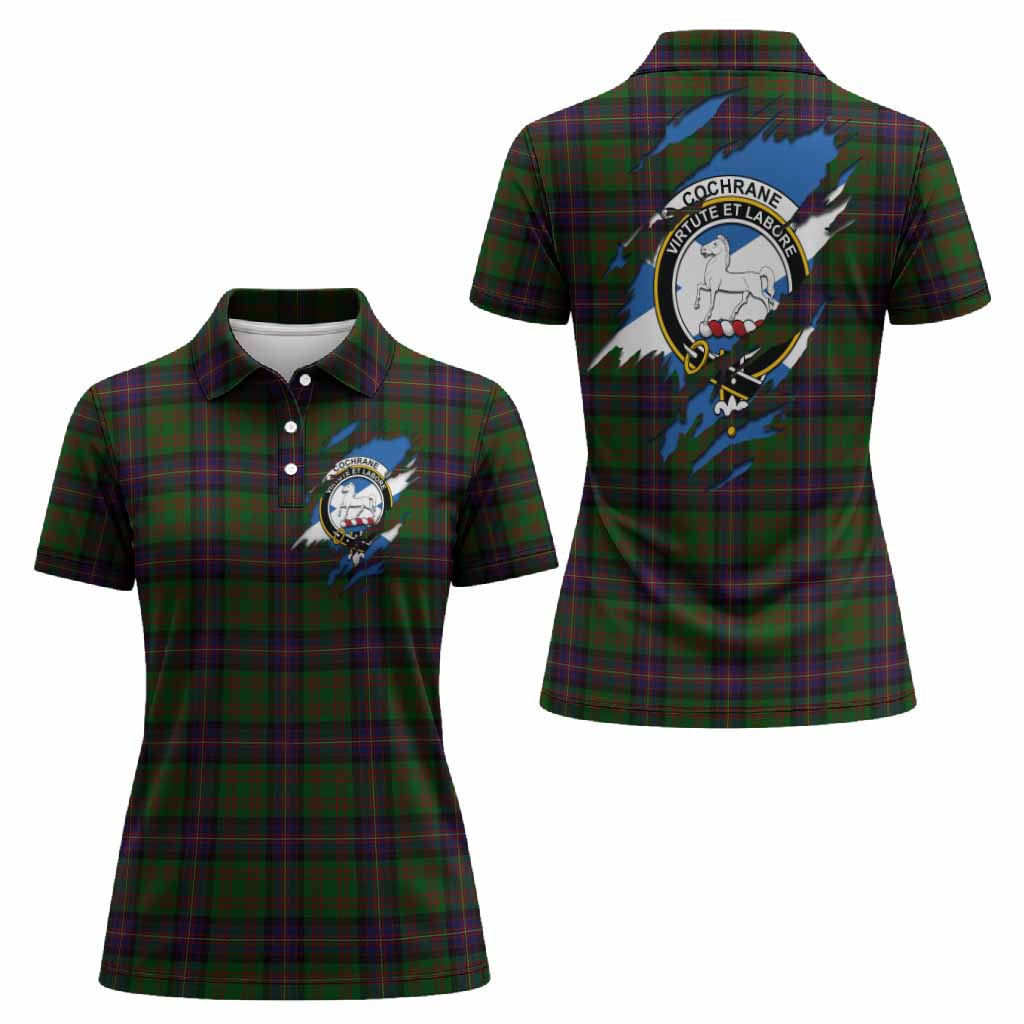 Cochrane Clan Crest In Me Tartan Women Polo Shirt Scotland Flag Style