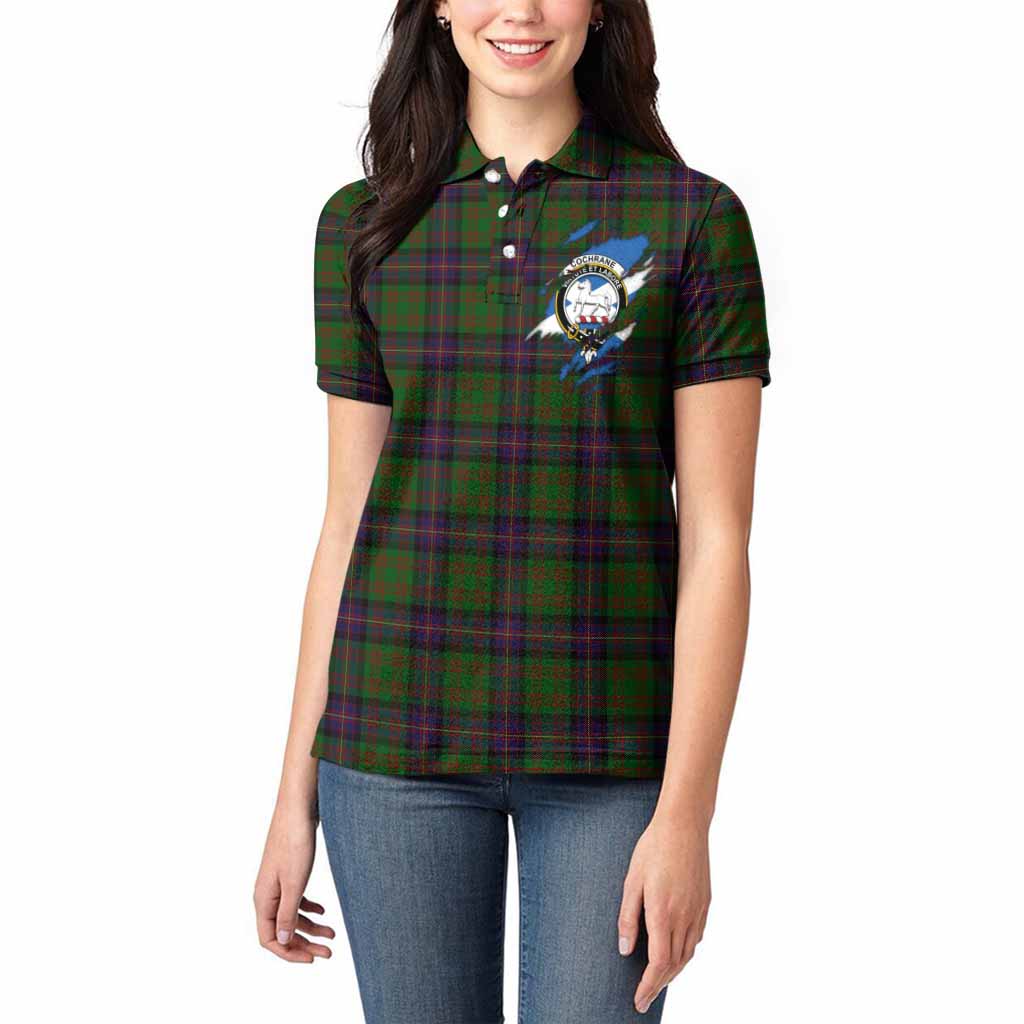 Cochrane Clan Crest In Me Tartan Women Polo Shirt Scotland Flag Style