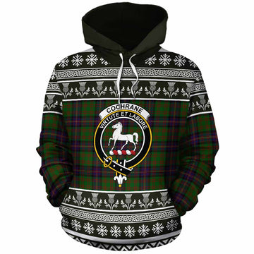 Cochrane Clan Tartan Christmas Cotton Hoodie with Family Crest