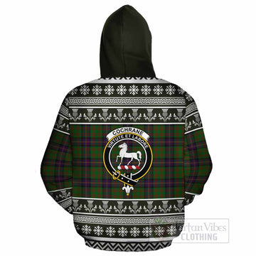 Cochrane Clan Tartan Christmas Cotton Hoodie with Family Crest