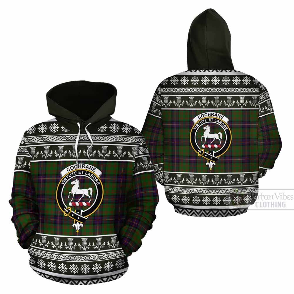 Cochrane Clan Tartan Christmas Cotton Hoodie with Family Crest - Tartan Vibes Clothing