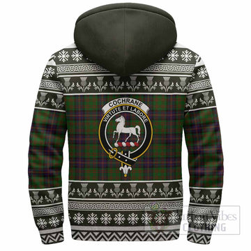 Cochrane Clan Tartan Christmas Fleece Hoodie with Family Crest