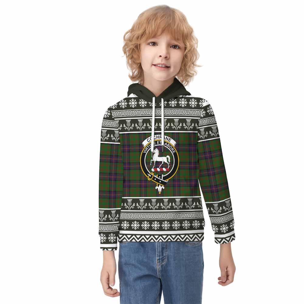 Cochrane Clan Tartan Christmas Kid Hoodie with Family Crest - Tartan Vibes Clothing