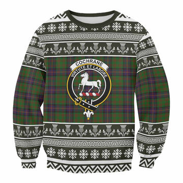 Cochrane Clan Tartan Christmas Sweatshirt with Family Crest