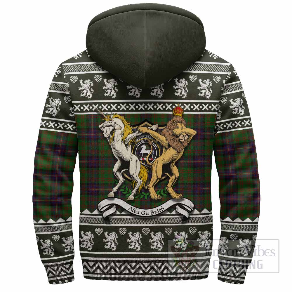 Cochrane Clan Tartan Crest Christmas Fleece Hoodie Coat of Arms Funny Style - Tartan Vibes Clothing