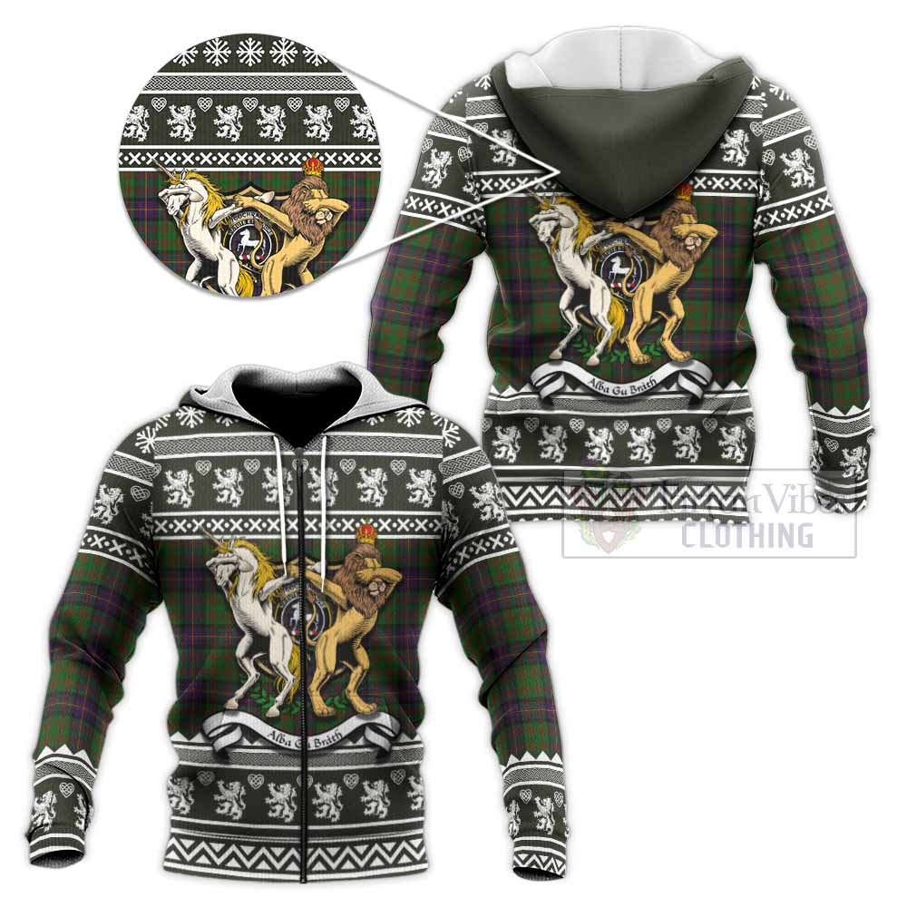 Cochrane Clan Tartan Crest Christmas Knitted Hoodie Coat of Arms Funny Style - Tartan Vibes Clothing