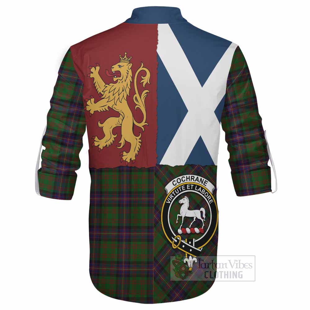 Cochrane Crest Tartan Ghillie Shirt with Lion Rampant Saltire Style - Tartan Vibes Clothing