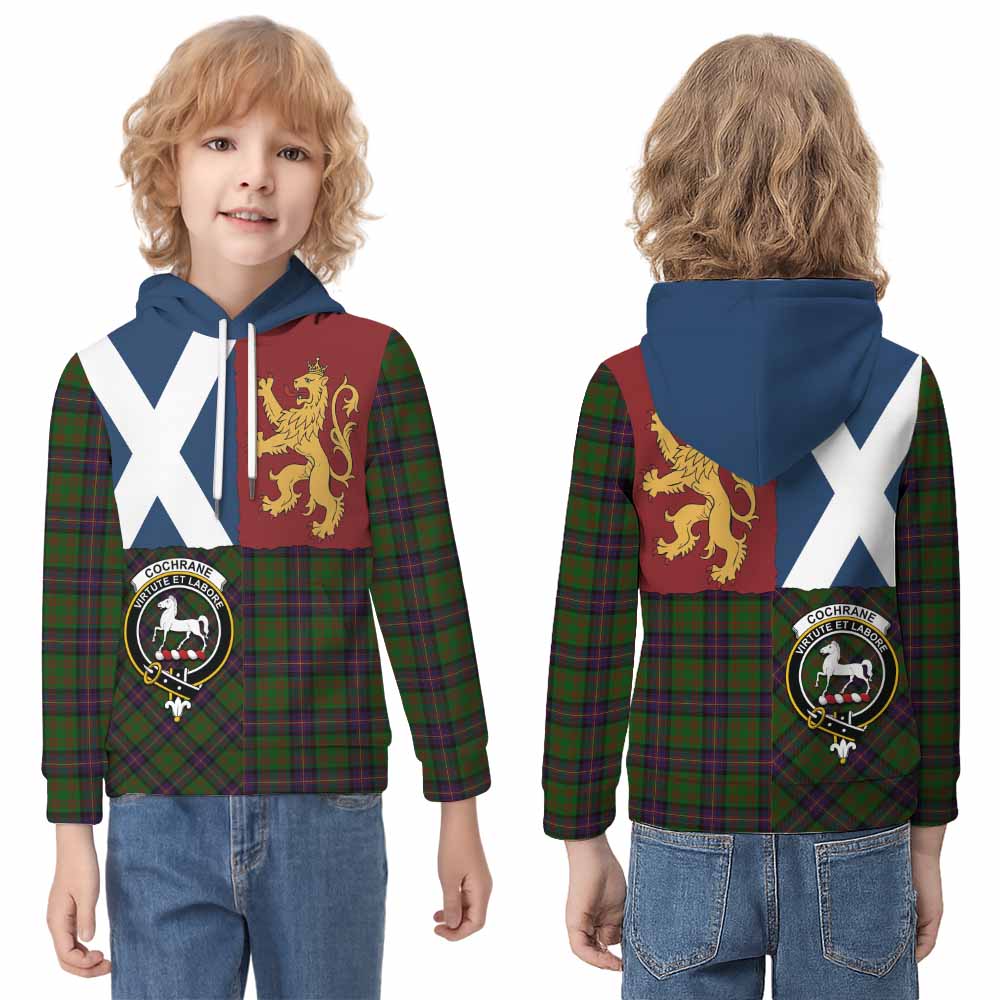 Cochrane Crest Tartan Kid Hoodie with Lion Rampant Saltire Style - Tartan Vibes Clothing
