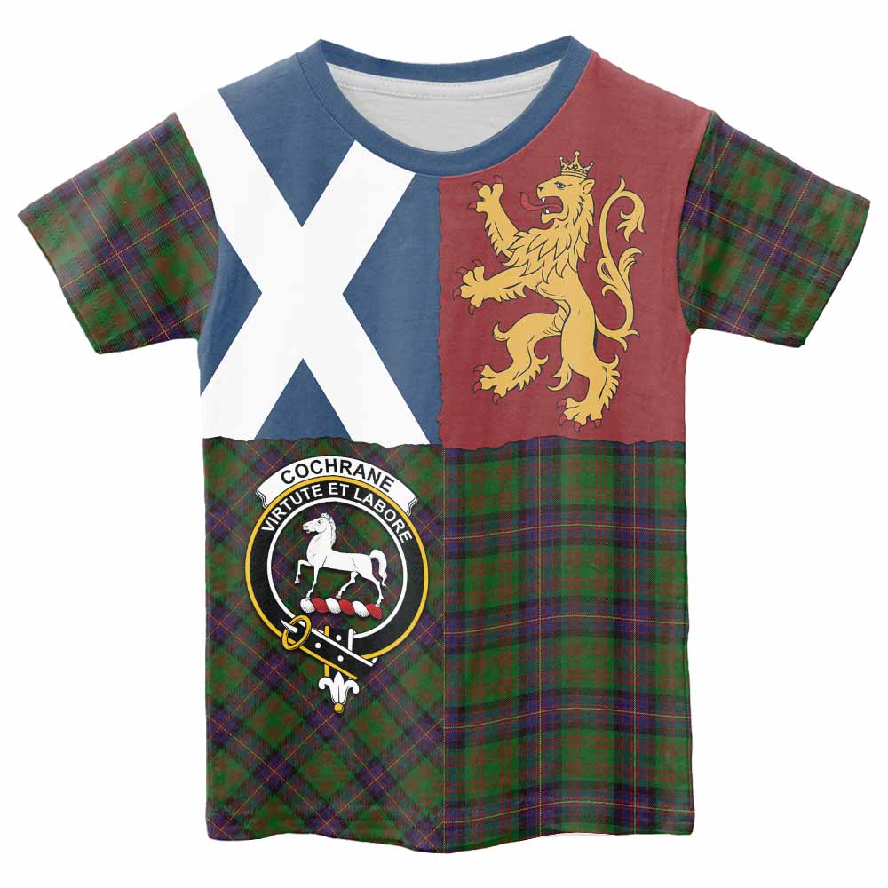 Cochrane Crest Tartan Kid T-shirt with Lion Rampant Saltire Style - Tartan Vibes Clothing