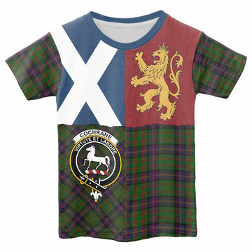 Cochrane Crest Tartan Kid T-shirt with Lion Rampant Saltire Style - Tartan Vibes Clothing