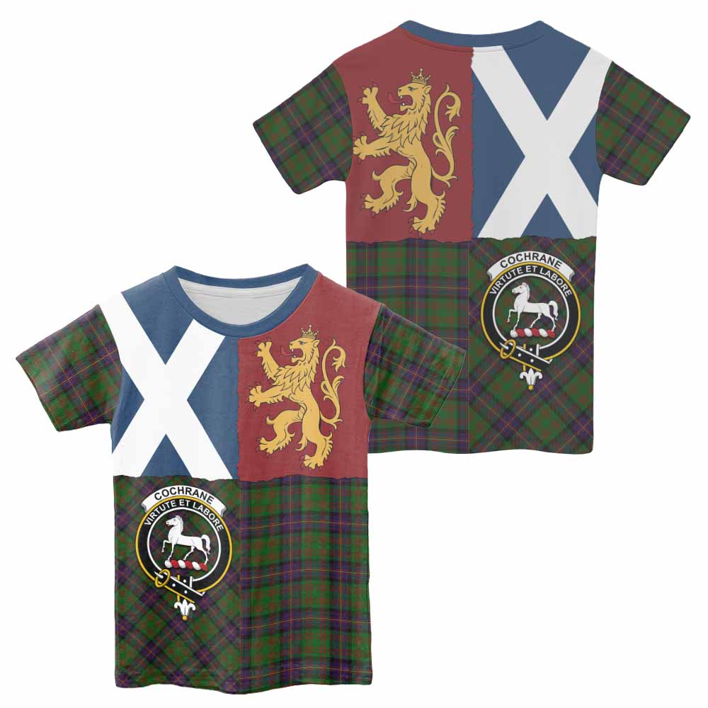 Cochrane Crest Tartan Kid T-shirt with Lion Rampant Saltire Style - Tartan Vibes Clothing