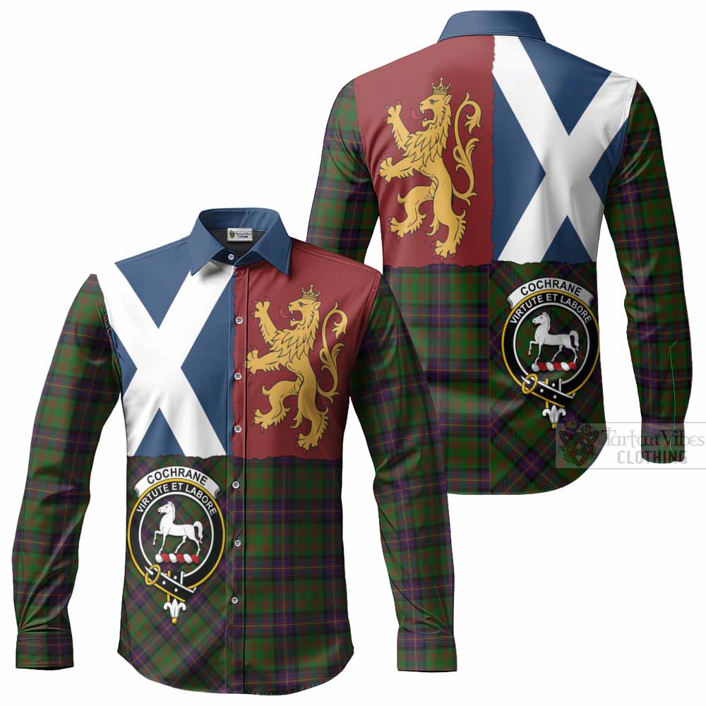 Cochrane Crest Tartan Long Sleeve Button Shirts with Lion Rampant Saltire Style