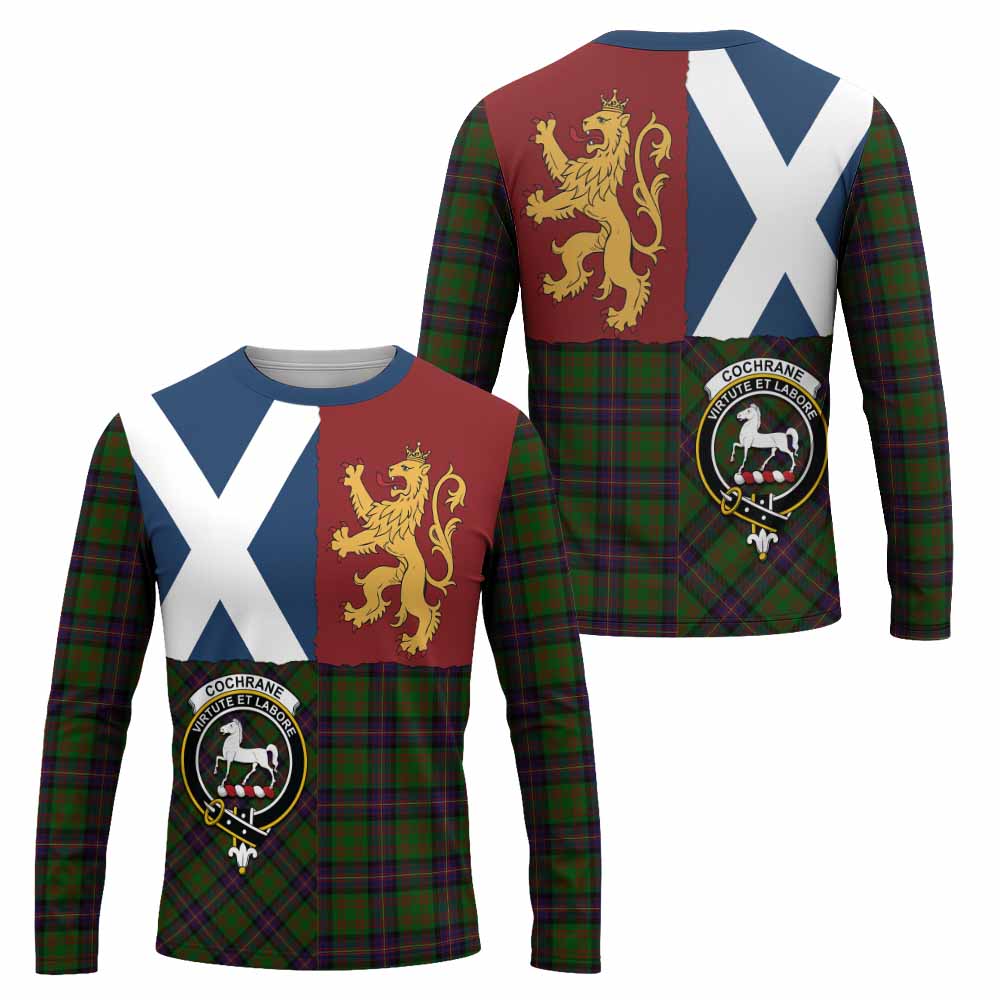 Cochrane Crest Tartan Long Sleeve T-Shirt with Lion Rampant Saltire Style