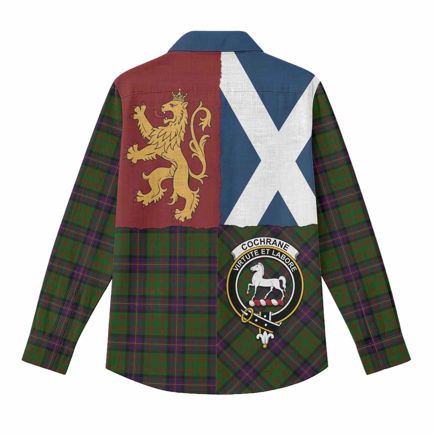Cochrane Crest Tartan Women Casual Shirt with Lion Rampant Saltire Style