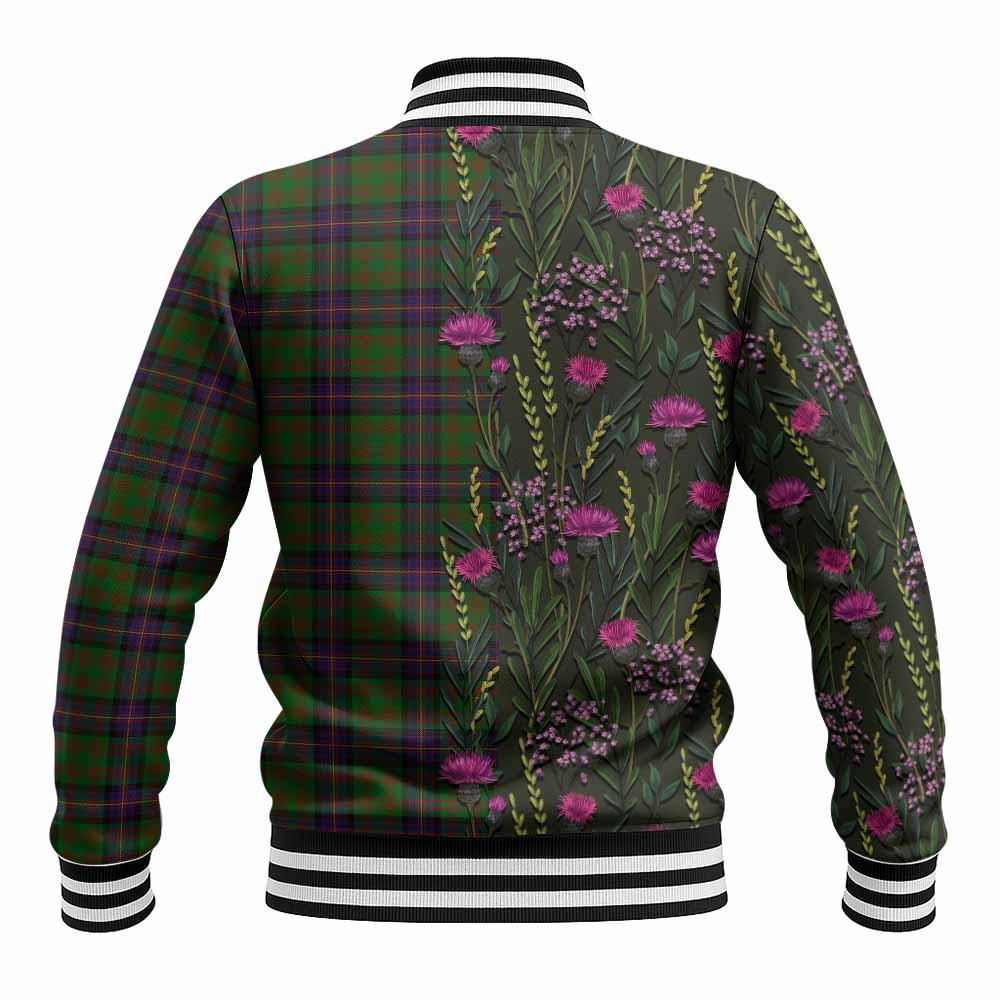 Cochrane Family Crest Tartan Baseball Jacket Scottish Thistle Flower Pattern Half Style - Tartan Vibes Clothing