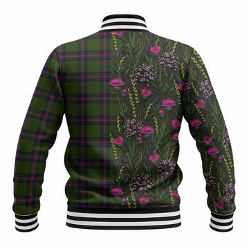 Cochrane Family Crest Tartan Baseball Jacket Scottish Thistle Flower Pattern Half Style