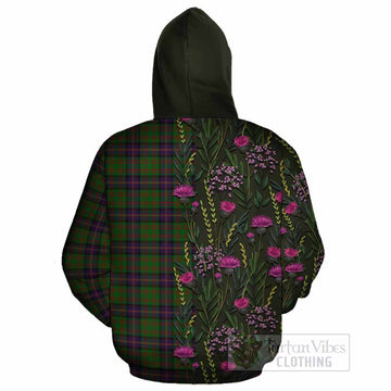 Cochrane Family Crest Tartan Cotton Hoodie Scottish Thistle Flower Pattern Half Style