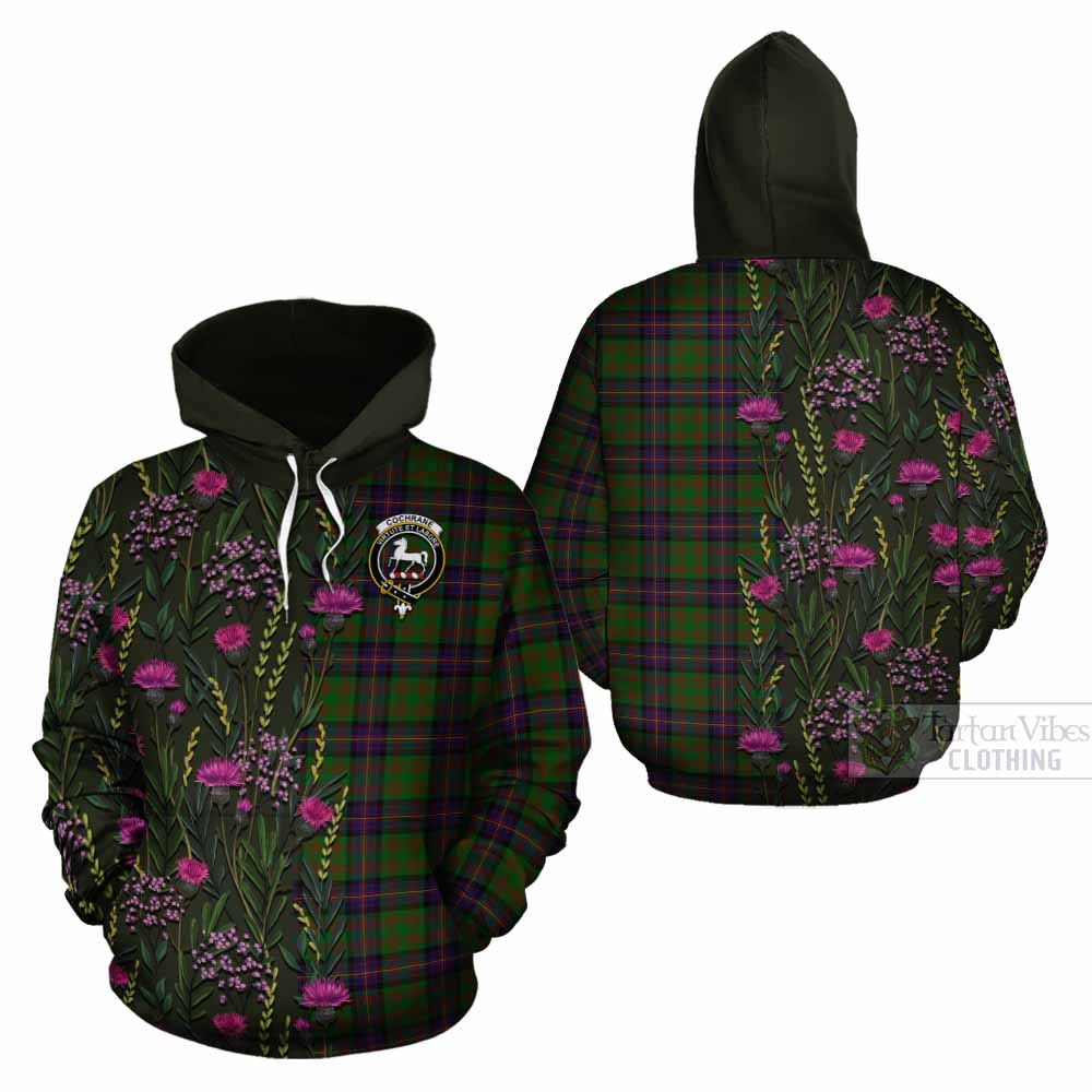 Cochrane Family Crest Tartan Cotton Hoodie Scottish Thistle Flower Pattern Half Style - Tartan Vibes Clothing