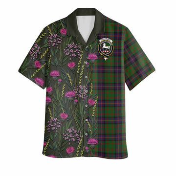 Cochrane Family Crest Tartan Hawaiian Shirt Scottish Thistle Flower Pattern Half Style