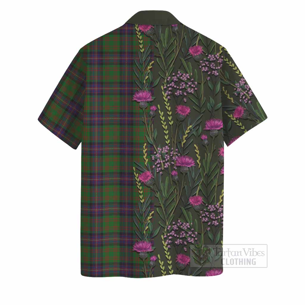 Cochrane Family Crest Tartan Hawaiian Shirt Scottish Thistle Flower Pattern Half Style - Tartan Vibes Clothing