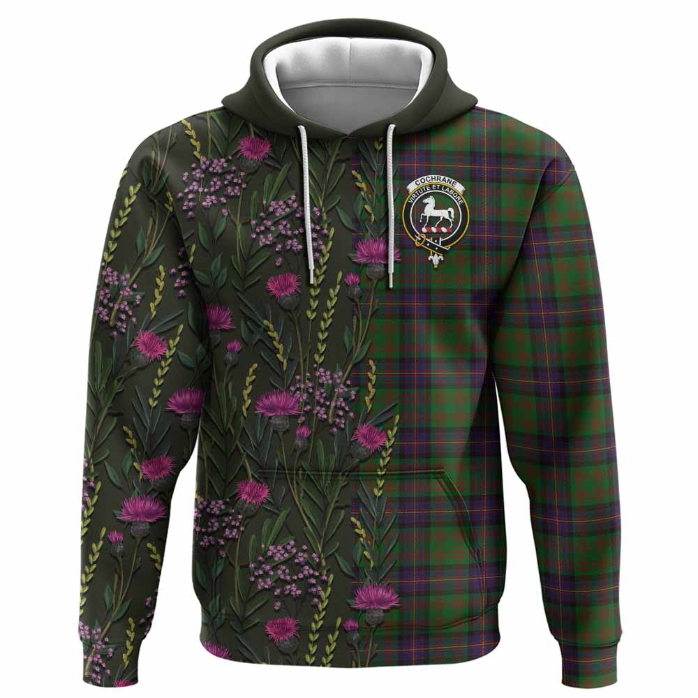 Cochrane Family Crest Tartan Hoodie Scottish Thistle Flower Pattern Half Style - Tartan Vibes Clothing
