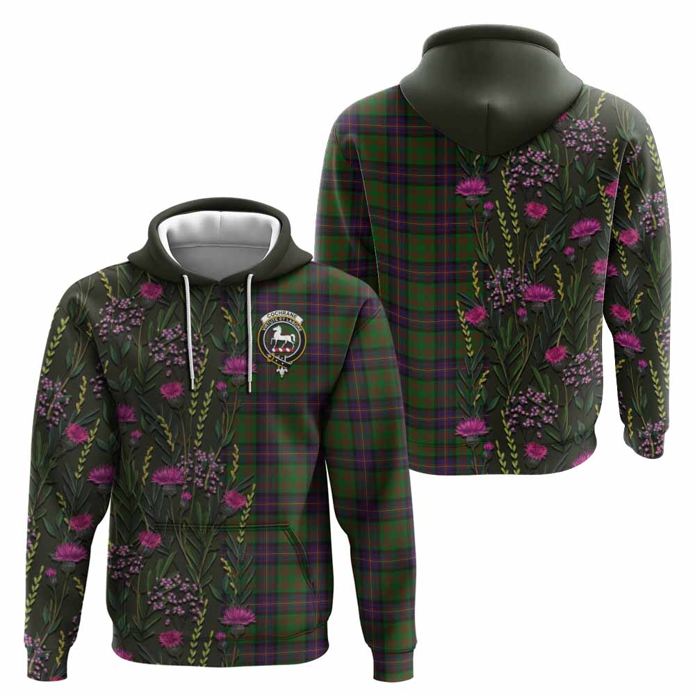 Cochrane Family Crest Tartan Hoodie Scottish Thistle Flower Pattern Half Style - Tartan Vibes Clothing