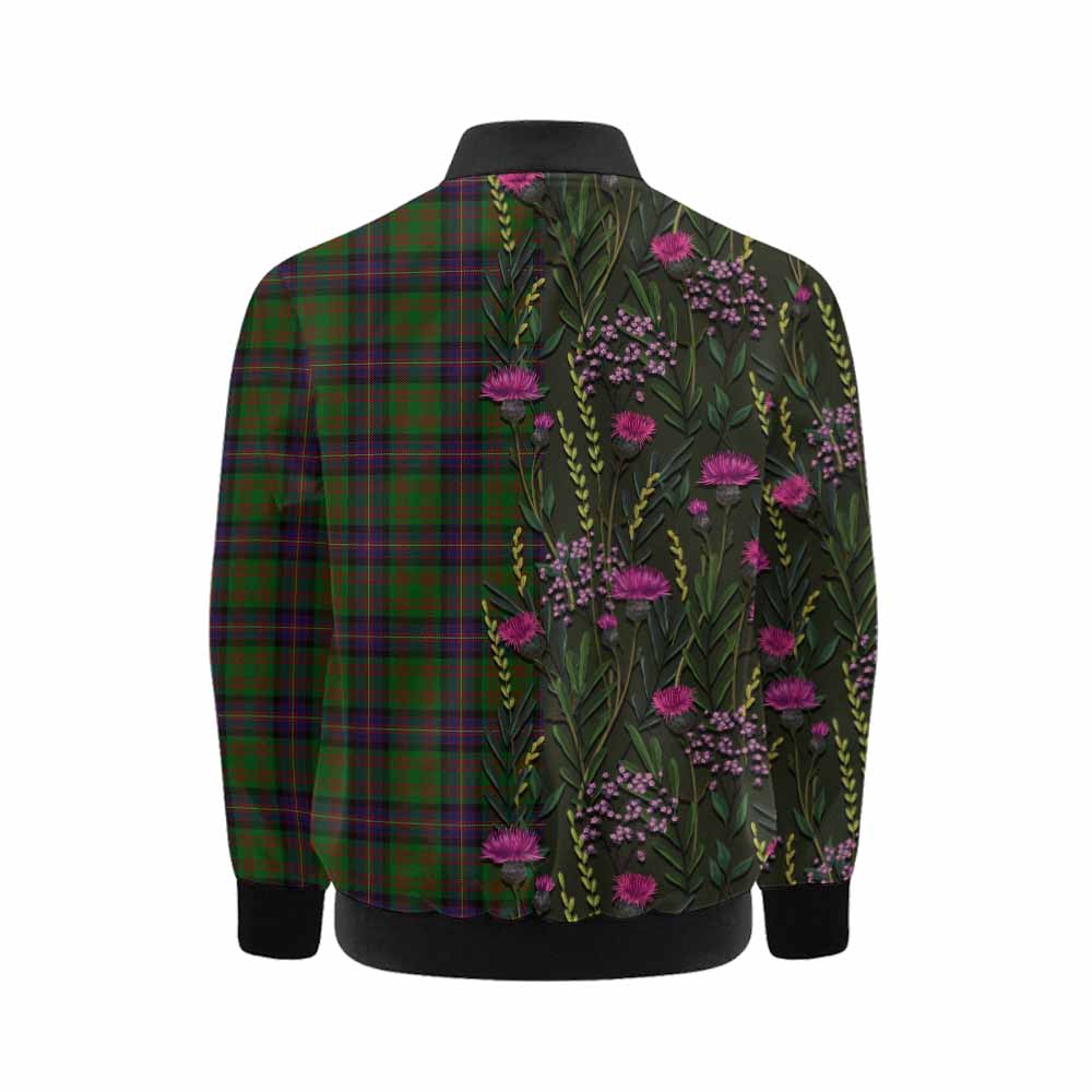 Cochrane Family Crest Tartan Kid Bomber Jacket Scottish Thistle Flower Pattern Half Style - Tartan Vibes Clothing