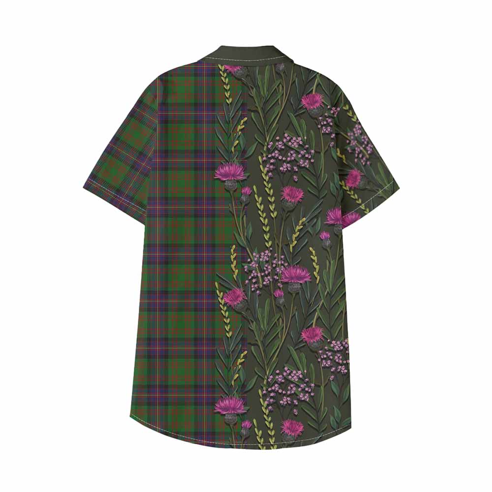 Cochrane Family Crest Tartan Kid Hawaiian Shirt Scottish Thistle Flower Pattern Half Style - Tartan Vibes Clothing