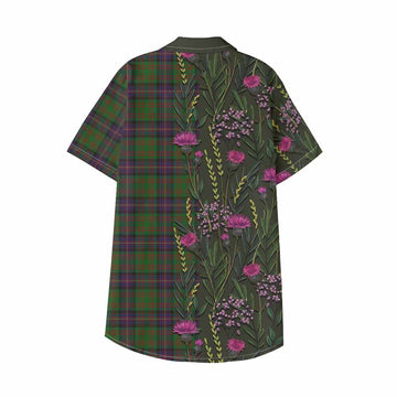 Cochrane Family Crest Tartan Kid Hawaiian Shirt Scottish Thistle Flower Pattern Half Style - Tartan Vibes Clothing