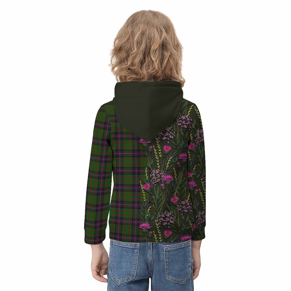 Cochrane Family Crest Tartan Kid Hoodie Scottish Thistle Flower Pattern Half Style - Tartan Vibes Clothing