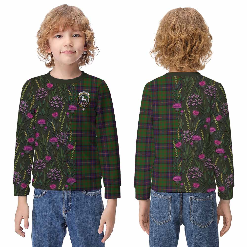 Cochrane Family Crest Tartan Kid Knitted Sweatshirt Scottish Thistle Flower Pattern Half Style - Tartan Vibes Clothing