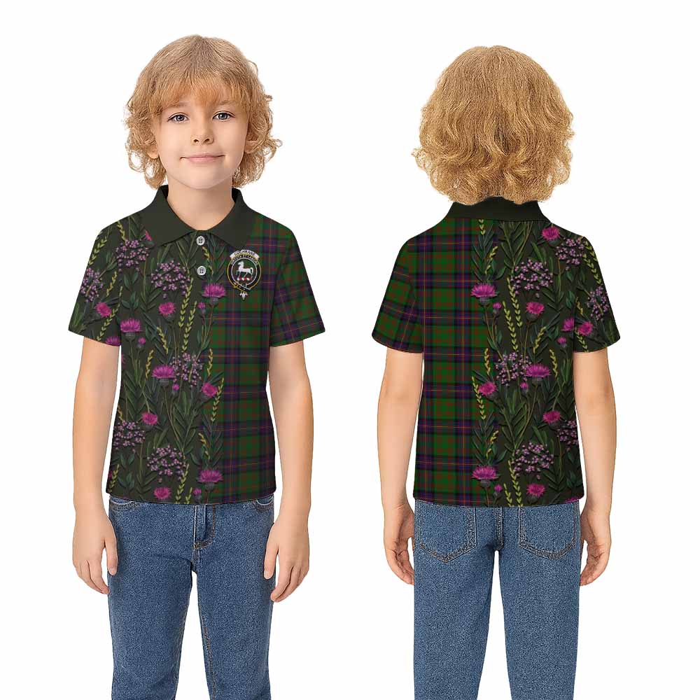 Cochrane Family Crest Tartan Kid Polo Shirt Scottish Thistle Flower Pattern Half Style - Tartan Vibes Clothing