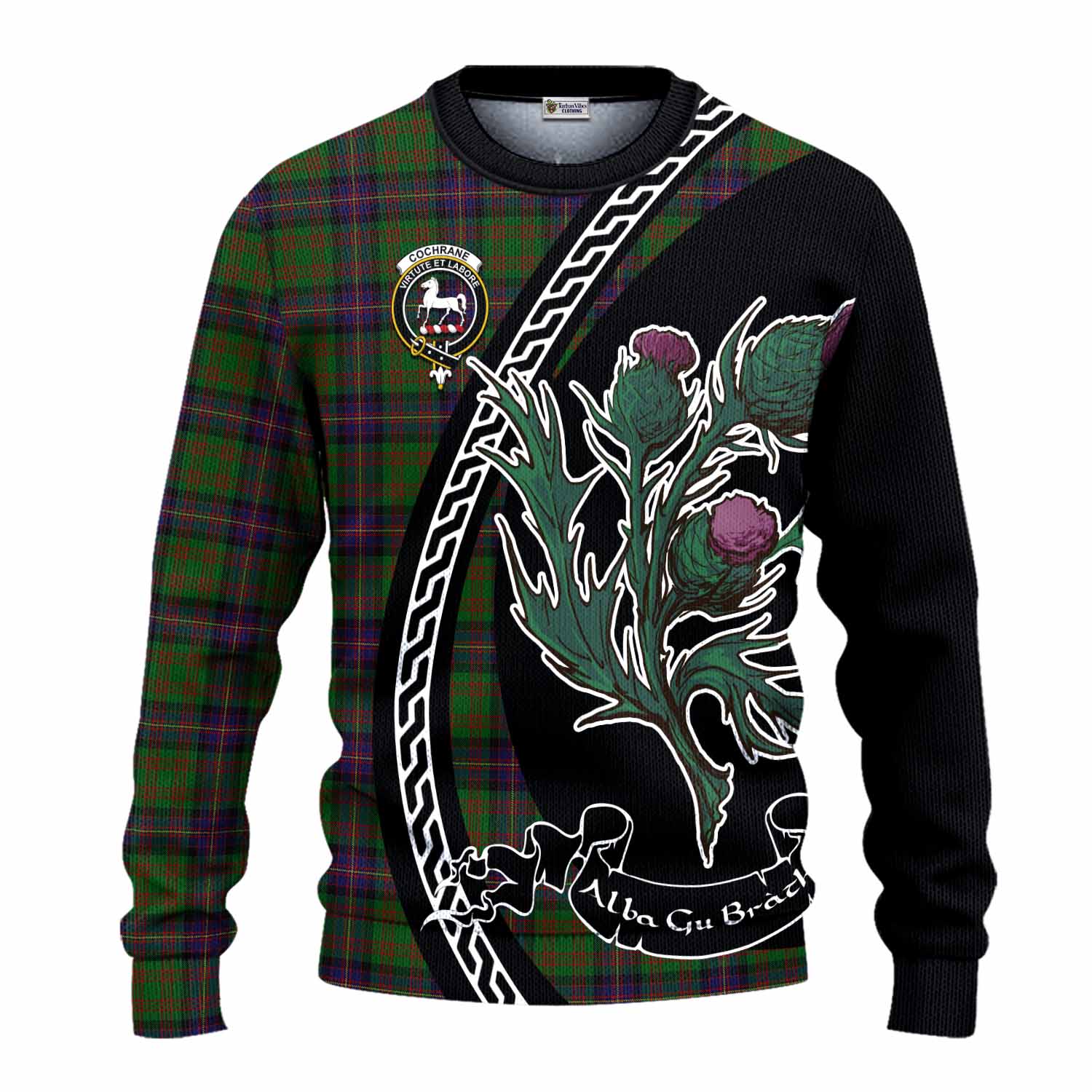Cochrane Family Crest Tartan Knitted Sweater Alba Thistle Inspired - Tartan Vibes Clothing