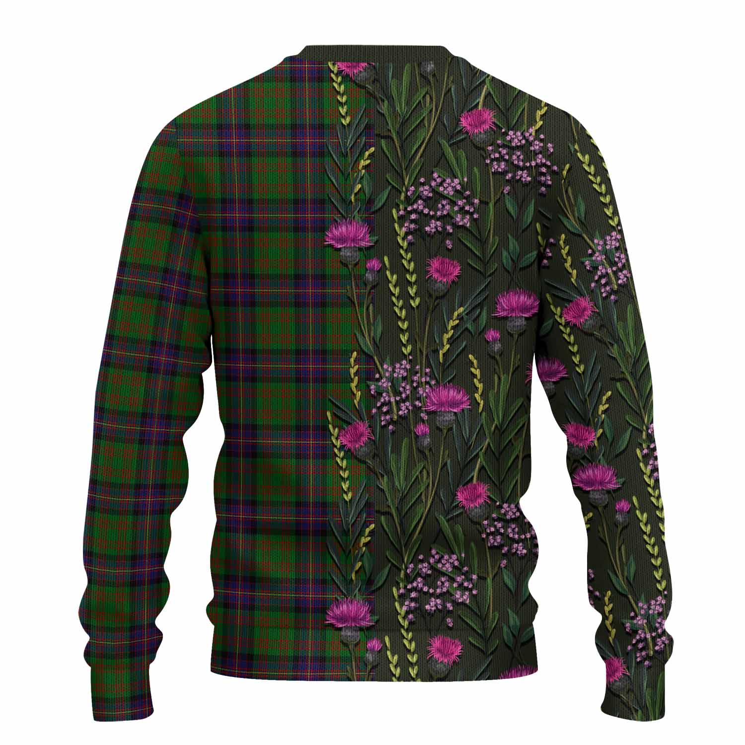 Cochrane Family Crest Tartan Knitted Sweater Scottish Thistle Flower Pattern Half Style - Tartan Vibes Clothing