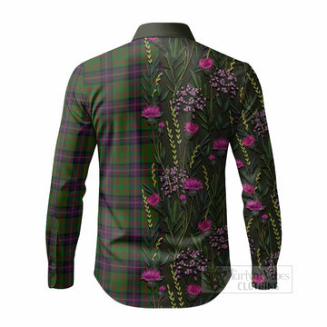 Cochrane Family Crest Tartan Long Sleeve Button Shirts Scottish Thistle Flower Pattern Half Style