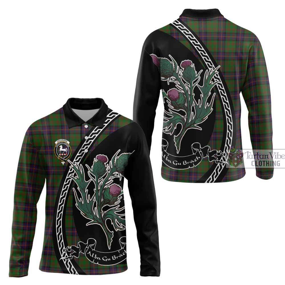 Cochrane Family Crest Tartan Long Sleeve Polo Shirt Alba Thistle Inspired - Tartan Vibes Clothing