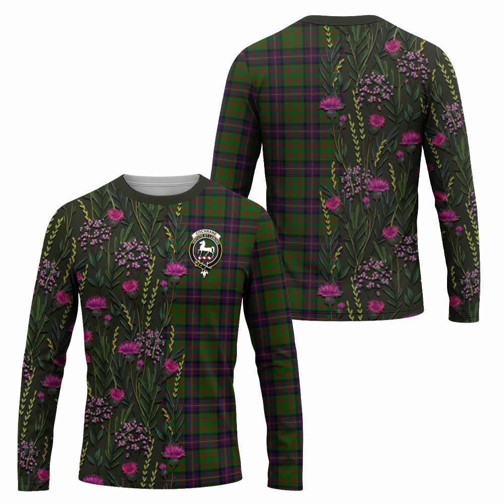 Cochrane Family Crest Tartan Long Sleeve T-Shirt Scottish Thistle Flower Pattern Half Style - Tartan Vibes Clothing