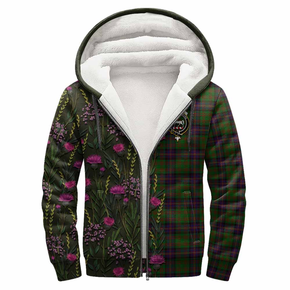 Cochrane Family Crest Tartan Sherpa Hoodie Scottish Thistle Flower Pattern Half Style - Tartan Vibes Clothing