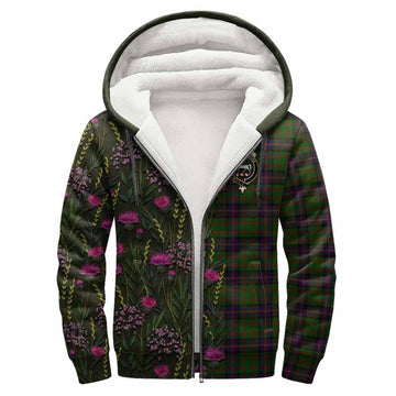 Cochrane Family Crest Tartan Sherpa Hoodie Scottish Thistle Flower Pattern Half Style