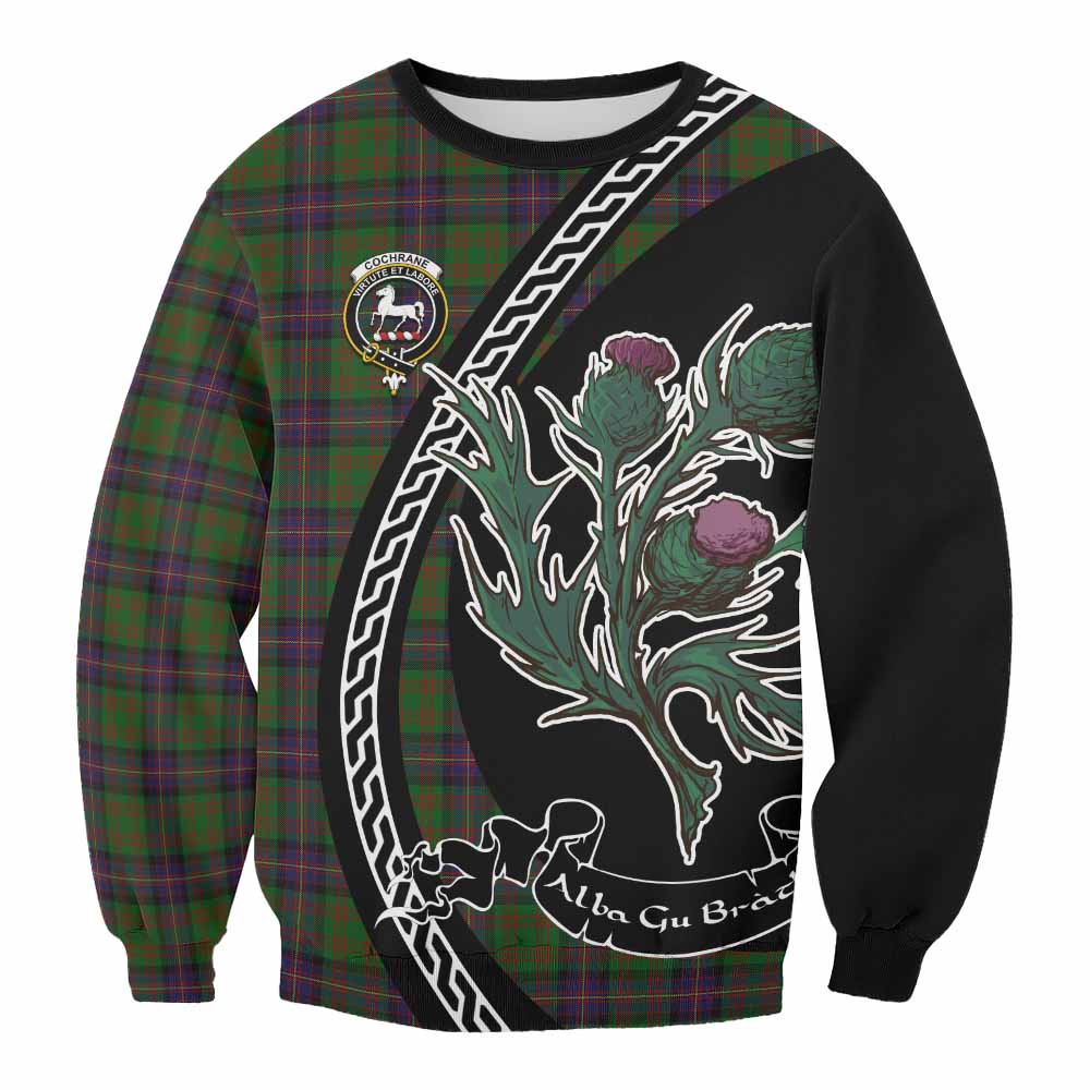 Cochrane Family Crest Tartan Sweatshirt Alba Thistle Inspired - Tartan Vibes Clothing