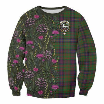 Cochrane Family Crest Tartan Sweatshirt Scottish Thistle Flower Pattern Half Style
