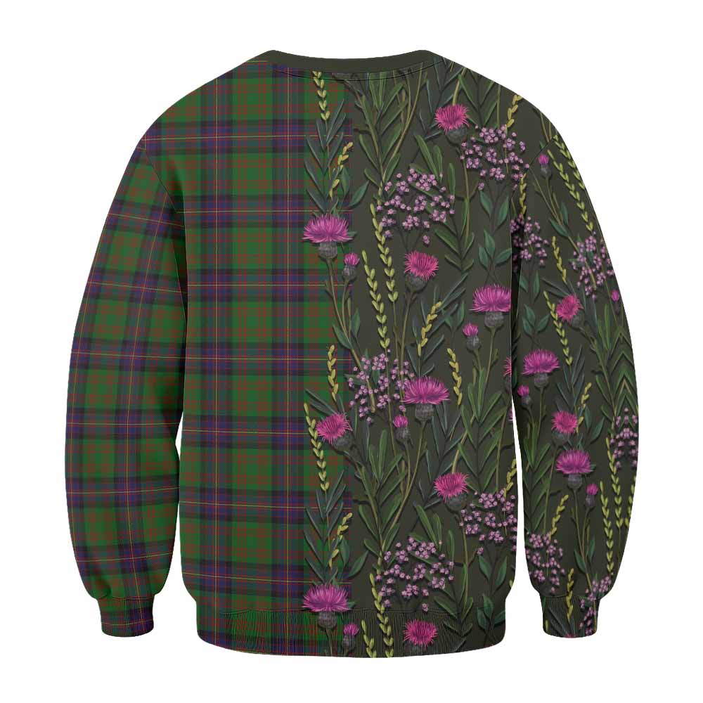 Cochrane Family Crest Tartan Sweatshirt Scottish Thistle Flower Pattern Half Style - Tartan Vibes Clothing